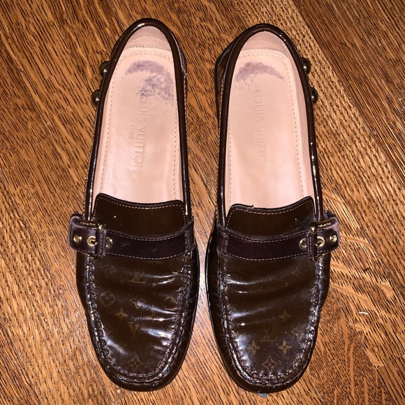 Louis Vuitton Women's Brown Monogram Leather Buckle Strap Loafers - Picture 3 of 13